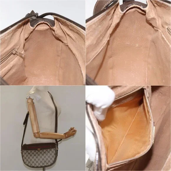 GUCCI GG Supreme Web Sherry Line Bag PVC Beige Gold 001 123 0918 Auth 115011 Shoulder Bags